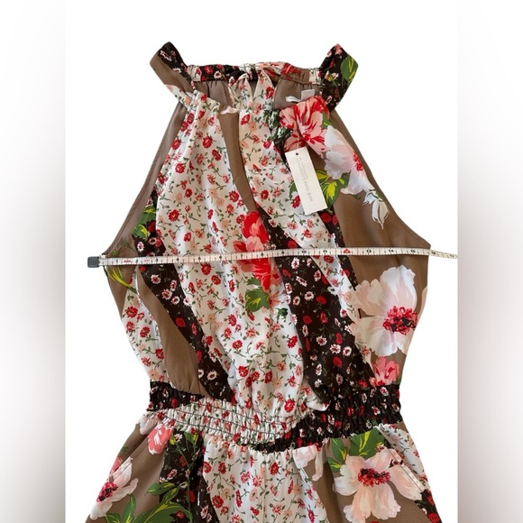 NY&C Floral Halter Neck Romper with Smocked Waist XS Romantic Garden Collection - Picture 4 of 13